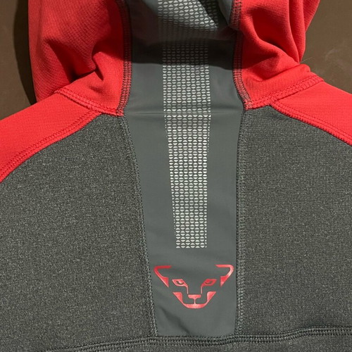 Dynafit zip hoodie polartec women’s used, size L, gray/red