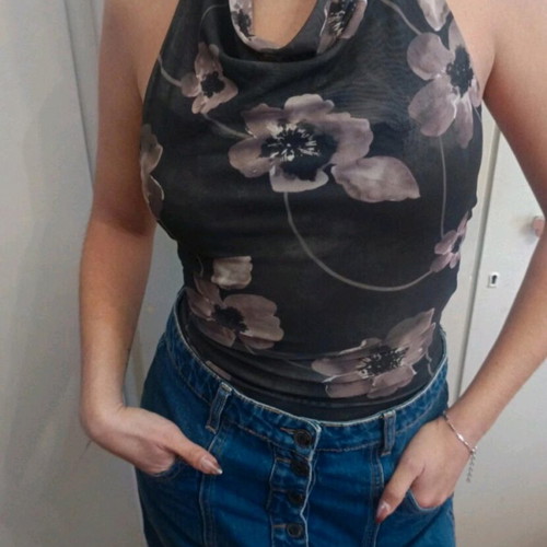 Halter floral bodysuit new, size XS