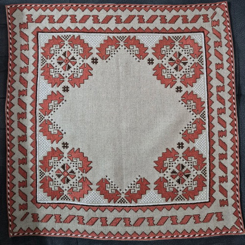 Embroidered Panama Square new, handmade Bulgarian embroidery, 50×50 cm