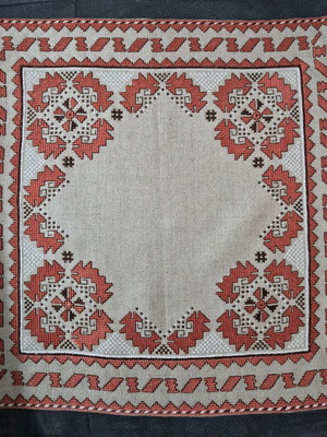 Embroidered Panama Square new, handmade Bulgarian embroidery, 50×50 cm