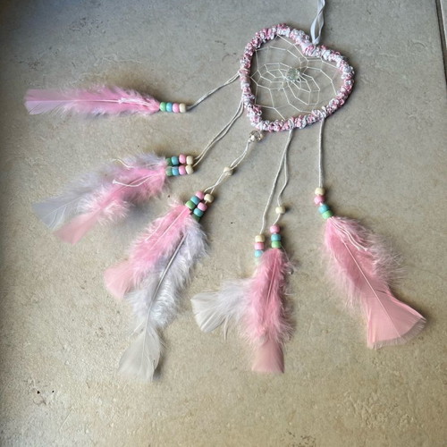 Pink heart-shaped dreamcatcher new