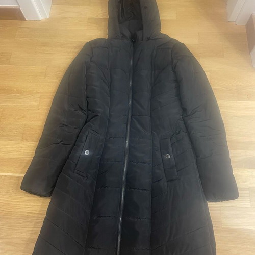 Lynne black jacket with hood and detachable fur used, size M