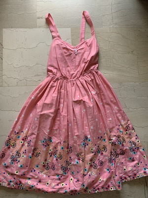 Retro style dress pink cotton with bust lining, like new