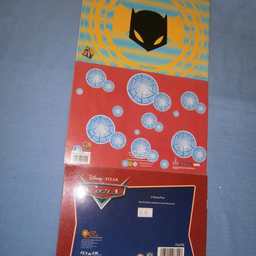 Sticker albums Batman, Spiderman, Cars new, set of 3