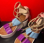 Iris double-layer lace up colorful platform sandals size 39 like new