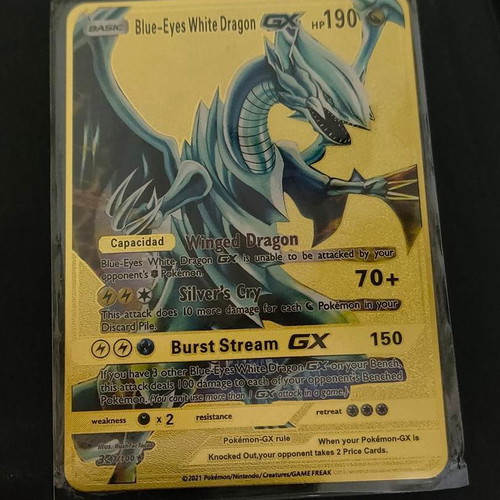 Blue-Eyes White Dragon GX Gold Collectible Card like new