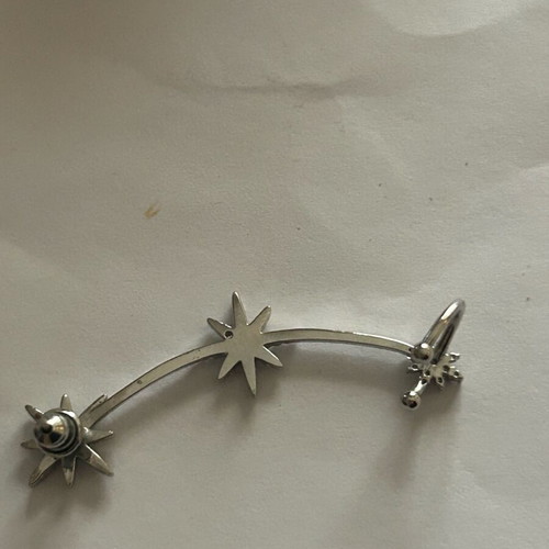 Stainless steel earring with rhinestones like new, silver