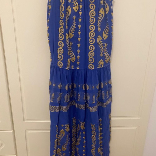 Nema long dress with gold embroidery s/m new, blue