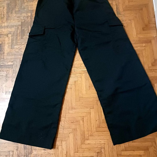 Pinko black pants with gold buttons, loose fit, size S