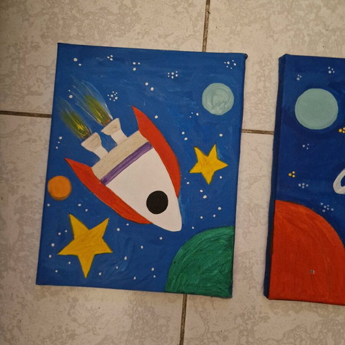 Children's canvas paintings set of 3, like new, 30x24 cm
