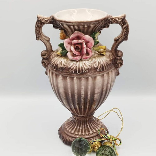 Capodimonte vase used, vintage, handmade, made in Italy