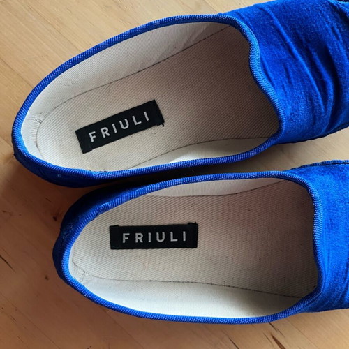 Friuli blue velour ballerinas used, size 36