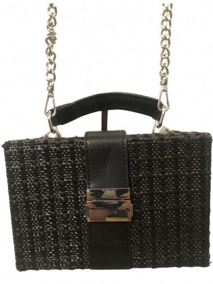 Zara rattan black crossbody bag used with chain
