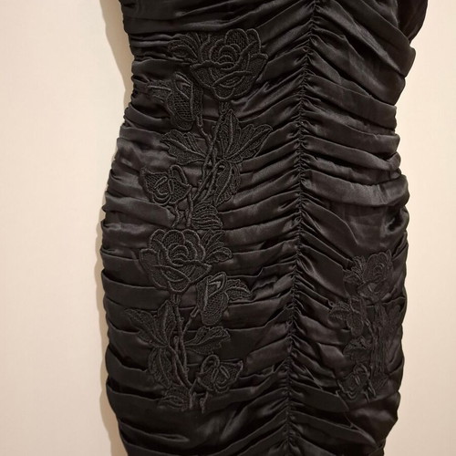 Vintage Dolce & Gabbana Black Silk Ruched Mini Dress IT42 like new