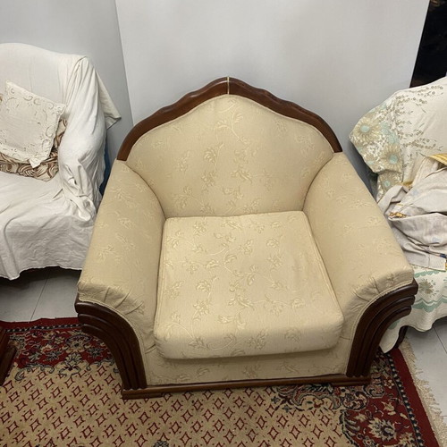 Living room furniture set with triple sofa, double sofa and armchair