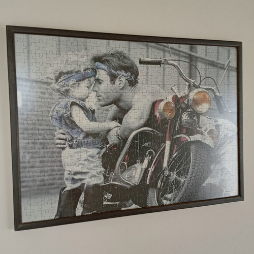 Framed puzzle art used, 500 pieces with black frame
