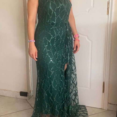 Dress cypress green one shoulder like new for formal events