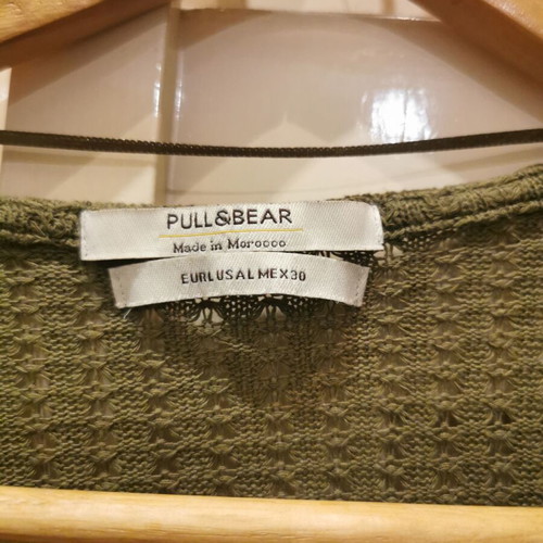 Knitted short-sleeve crop top Pull&Bear like new, green