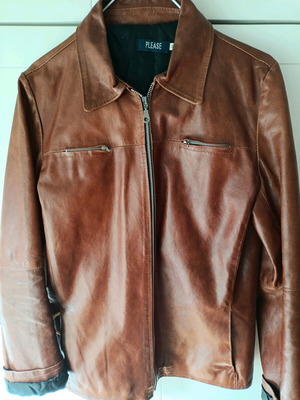 Δερμάτινο μπουφάν vintage unisex μεταχειρισμένο σε χρώμα σκουριάς