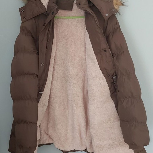 Unisex jacket with fleece fur lining, like new, brown, size XL