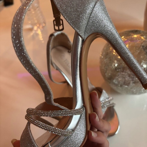 Silver sandals, size 37, platform heels