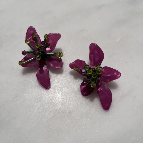 Zara flower earrings, multicolored purple