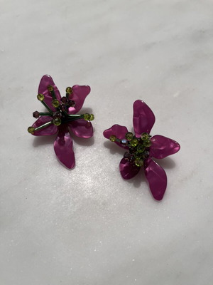 Zara flower earrings, multicolored purple