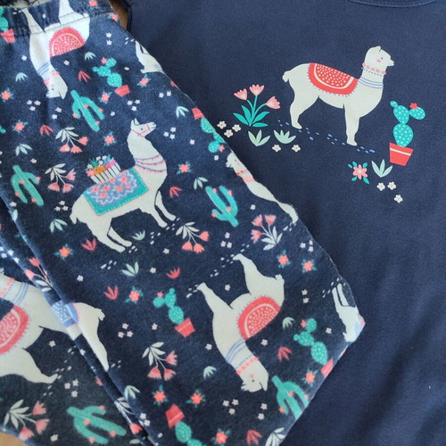 GAP pajamas 100% cotton for 4-year-old toddler like new, blue with llama pattern