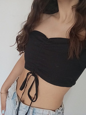 Crop top black with cord Luigi size S like new