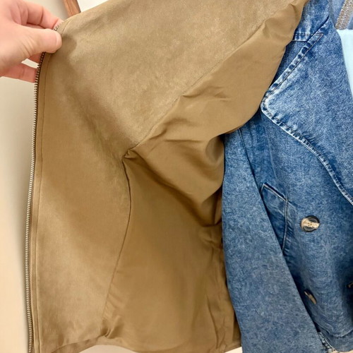 Zara faux suede biker jacket, green, new