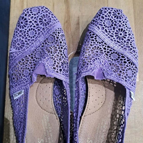 Toms Moroccan Crochet Espadrilles used, purple size 38-39
