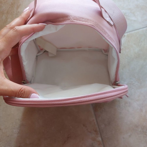 Pink lunch bag with rainbow design