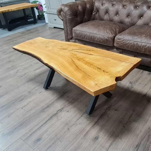 Coffee table made of wood and metal legs new, handmade