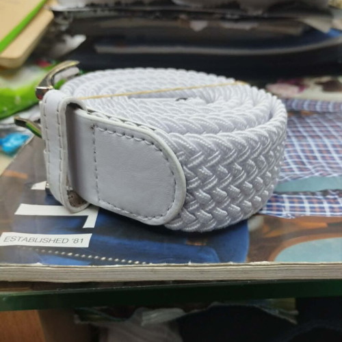 Men's White Straw Belt zsp-37 new, adjustable size