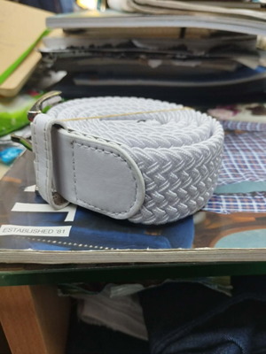 Men's White Straw Belt zsp-37 new, adjustable size