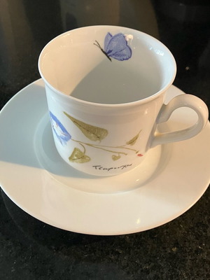 Collectible cup with saucer like new, design by Yannis Tsarouchis