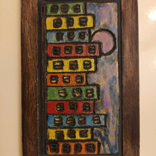 Ceramic painting 34x20 like new with wooden frame