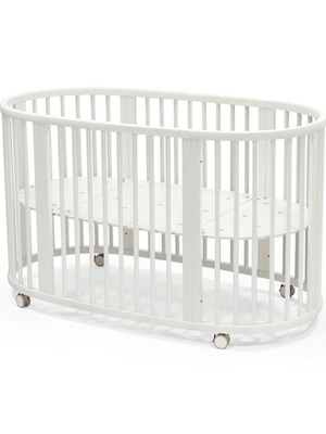 Stokke Βρεφικό Κρεβάτι Οβάλ Λευκό V2 Μεταχειρισμένο Μετατρέψιμο