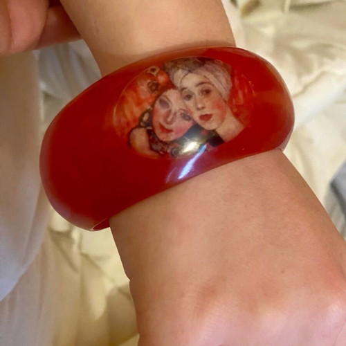 Gustav Klimt acrylic bangle used, translucent red