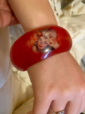 Gustav Klimt acrylic bangle used, translucent red
