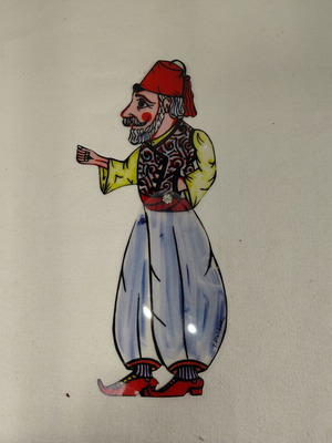 Karagiozis shadow theatre figure used, creation by Dayakou