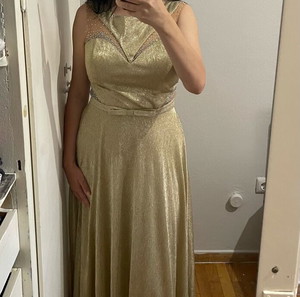 Golden Glamour Evening Gown – Worn Only Once!