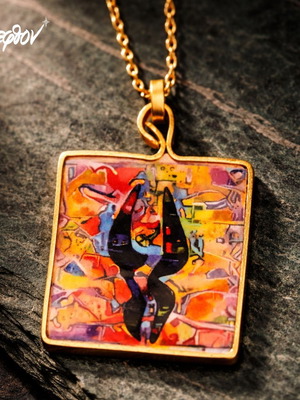 Κολιέ Nagiva καινούργιο με αφηρημένο οργανικό σχέδιο, χειροποίητο