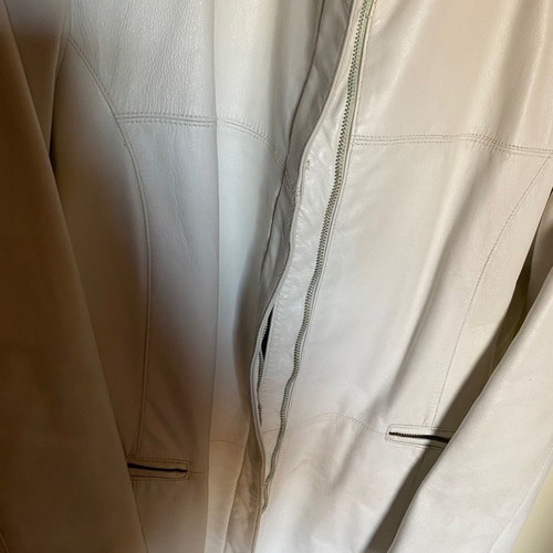 Vintage leather coat used, white, size XL, Passager