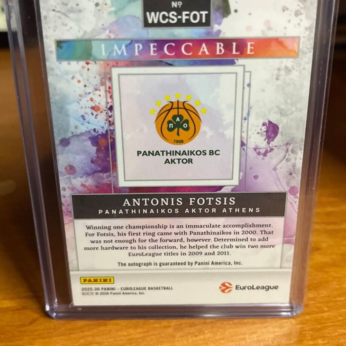 Antonis Fotsis Impeccable On Card Auto /25 Panini Origins Euroleague