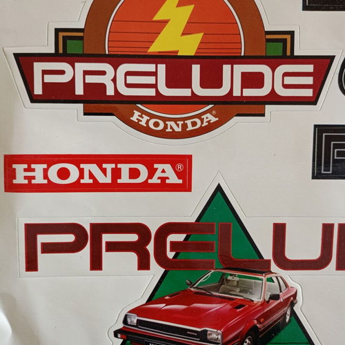 Card with 11 used Honda Prelude / Hondamatic stickers from the '90s