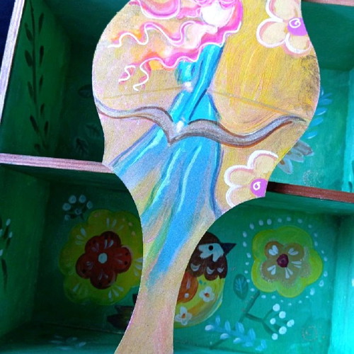 Hand mirrors new with paintings, 13x26cm, 3 designs