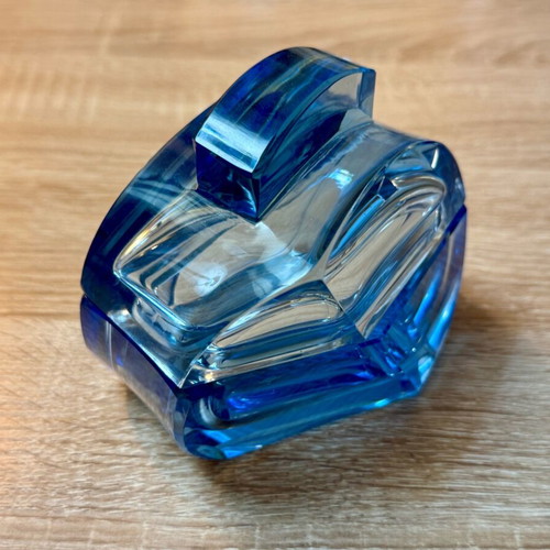 Blue glass container vintage 1950s like new