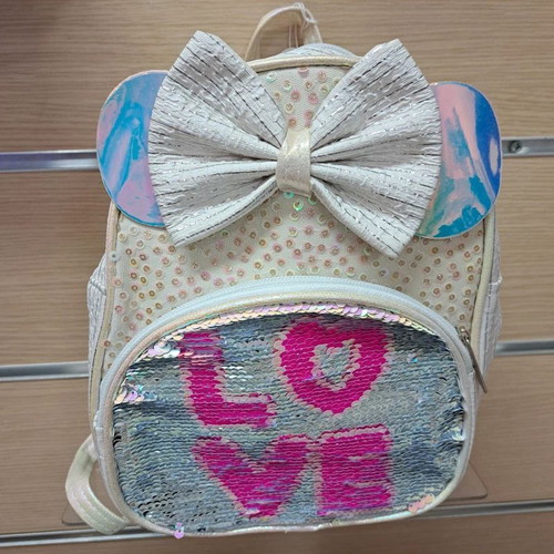 Love kids backpack new, iridescent with bow and color-changing sequins