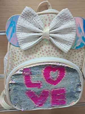 Love kids backpack new, iridescent with bow and color-changing sequins